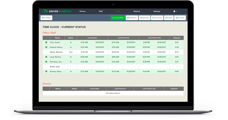 Time clock interface