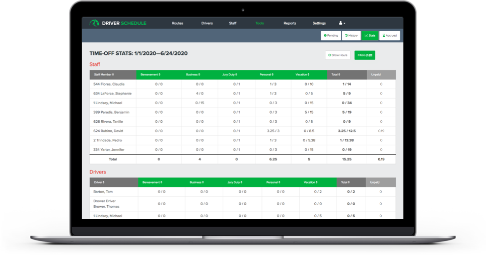 Time-off tracking interface