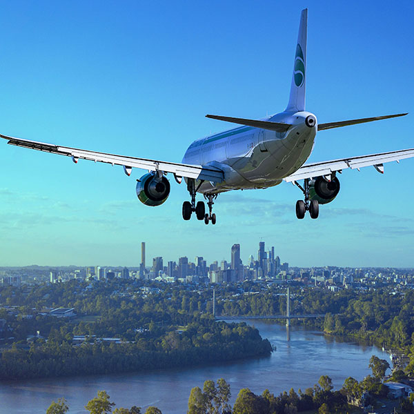 Airline pilots and flight attendants finishing flight prior to professional shuttle van transportation.